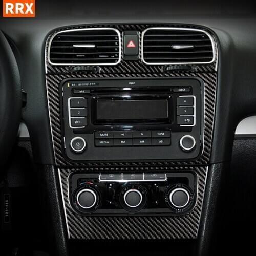 For VW Golf 6 GTI R MK6 2008-12 Carbon Fiber Steering Wheel Gear Door Panel Internal Stickers Interior Accessories Car Styling