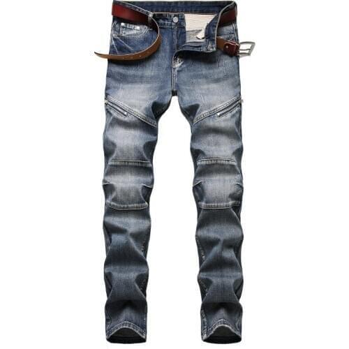 Autumn Men New Skinny Patchwork Jeans Size 42 Biker Outwear Pants Hommes Jeans Hombre
