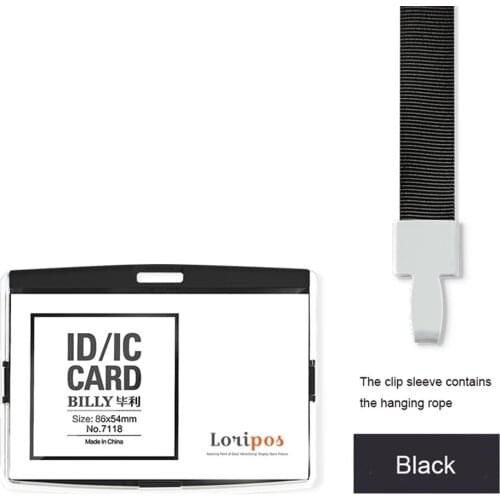 Horizontal Vertical Black 54*86mm Clear Plastic Name Cards Holder Staff Business Badge Holder Office