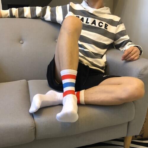 IMINCN 1Pair Original Design reputation INS Young People Hiphop made in china Cotton Dance Street High Fashion Black White Sock