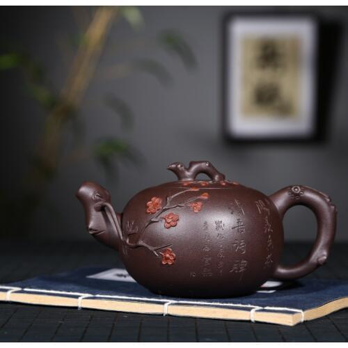 Yixing masters all hand undressed ore shochiku plum flower purple clay teapot tea product manufacturers recommend