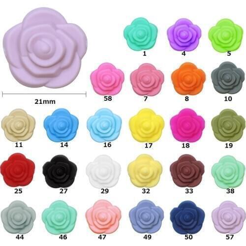 Joepada Wholesale 100Pcs Mini Rose Baby Chewing Silicone Beads DIY Pacifier Pendant Teething Necklace Toy Flower Baby Teether