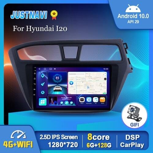 JustNavi For Hyundai I20 2015 Car Radio Android 10 GPS Auto Stereo Multimedia Video Player Navigation DSP No DVD 6G 128G Carplay