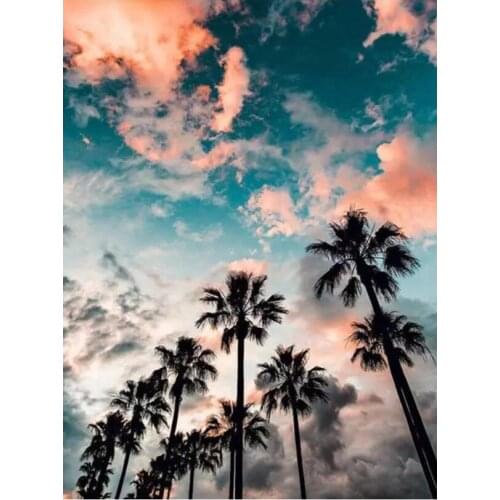 Landscape Diamond Mosaic Painting Night Palm Tree Diamand Paint Complet Stones Picture Stickers Wall Decor New Hobby Diamond Dot