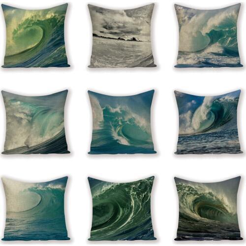Marine Throw Pillow Covers Blue Ocean Shabby Chic Style Cushion Linen Pillows Covers 45 * 45 Customized Decor Pillows Case Cover
