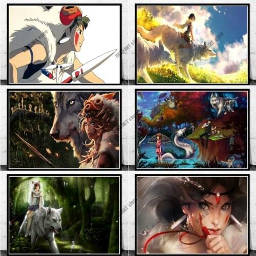 Princess Mononoke Ghibli Anime Diamond Painting Cross Stitch Kits Embroidery Full Round Drill Diamond Mosaic Room Decoration
