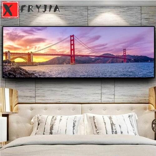 Sunsets Natural Golden Gate Bridge 5d full square round drill diy diamond painting mosaic landscape diamond embroidery decor