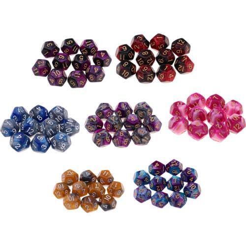 Pack of 10 Multi-sided Dice Polyhedron Dice Set D12 for D&D / TRPG Tabletop Game Role Playing Dices