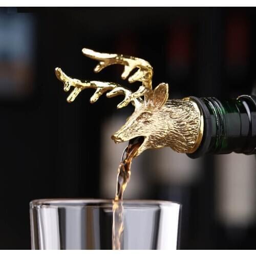 Deer Head Wine Mouth Stainless Steel Animal Stag Leopard Head Wine Guide Pourer Wine Bottle Stoppers Wine Aerators Bar Tools