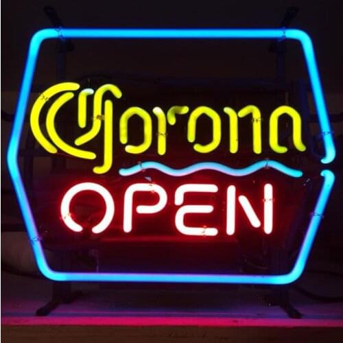 Neon Sign 10 kv Corona Open Neon Sign Beer Bar Wall Light Party Wedding Window Restaurant Decor Club Neon Light Sign Room Decor
