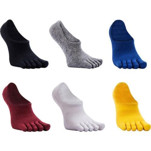 Mens Absorb Sweat Leisure Five Toe Socks Summer Invisible Ankle Toe Socks Ultra-low Stealth Socks