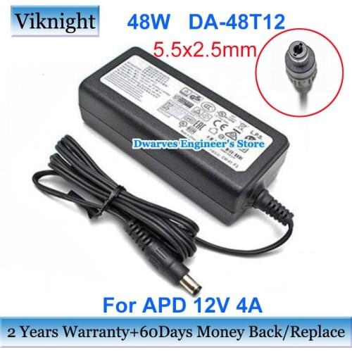 Genuine DA-48T12 Adapter Charger For APD 12V 4A 5.5x2.1mm Power Supply 48W