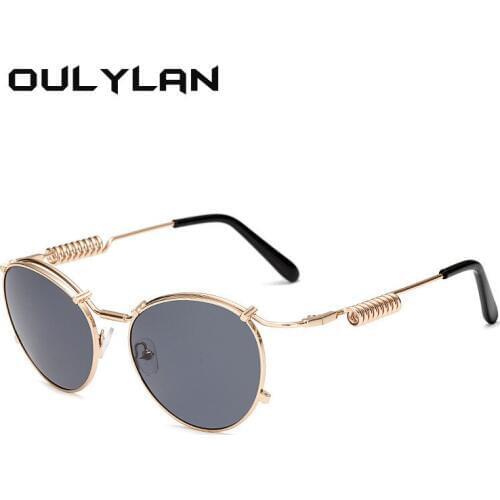 Oulylan Fashion Steampunk Sunglasses Men Women Brand Design Round Sun Glasses Vintage Male Female UV400 Steam Punk Goggles