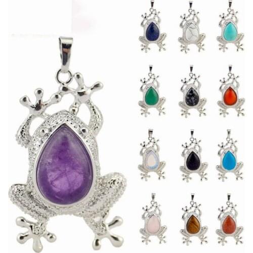 Natural Stone Water-drop Frog Shape Originality Pendant Necklace Reiki Healing Crystal Jewelry Charm Fashion Hanging Accessory