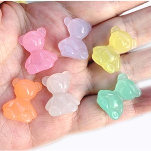 Pastel Assorted Color Gummy Bear Candy Beads Resin Flatback Gummy Bear Sweets Kawaii Animal Bear Craft Jewelry Mak