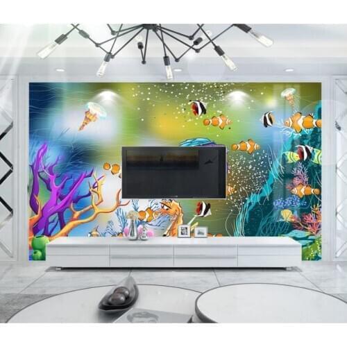 Custom photo wallpaper 3d murals wallpapers Underwater World Aquarium Theme Space TV Background wall papers for living room