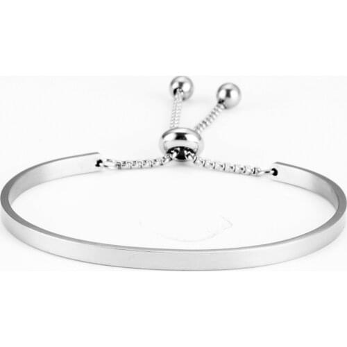 10Pcs/ Lot Stainless Steel Adjustable Bracelet Withd 4mm Blank Bar Cuff Bangles Fashion Jewelry Gift Wholesale