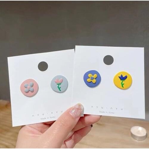 Flower Stud Earrings Summer Spring Macaron Color Floral Earrings for Women Girl 2021 NEW Korean Style Jewelry orecchino