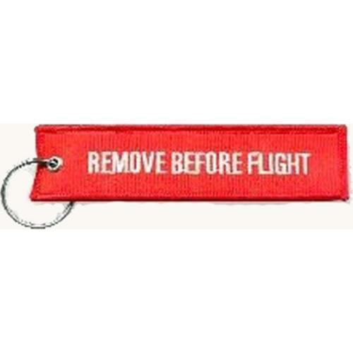Remove Before Flight Embroidery Key Chain Made by Fabric with Eyelet and 3cm Metal Ring Accept Custom MOQ100pcs free shipping