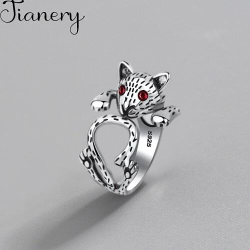 Personality Punk Vintage Big Cat Rings For Women Men Resizable Size Rings Fashion Trendy Boho Jewelry 2021