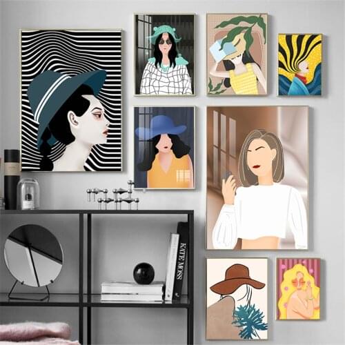 Abstract Feature Portrait Plant Vintage Nordic Posters and Prints Wall Art Canvas Painting Wall Pictures for Living Room Decor