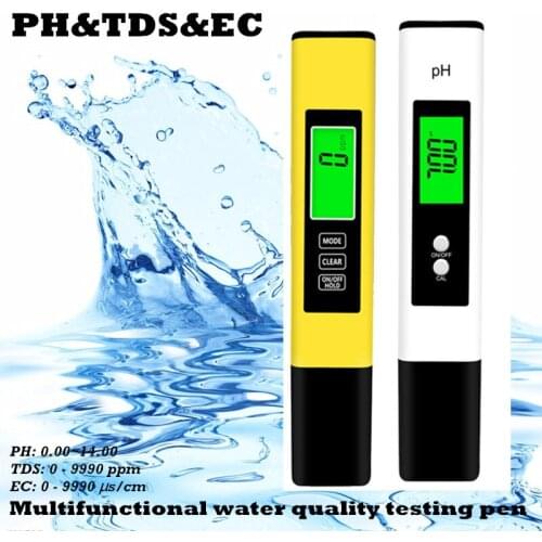 0.01 Accuracy Digital PH EC TDS Meter Tester Temperature Pen Water Purity PPM Filter Hydroponic for Aquarium Pool Water Monitor