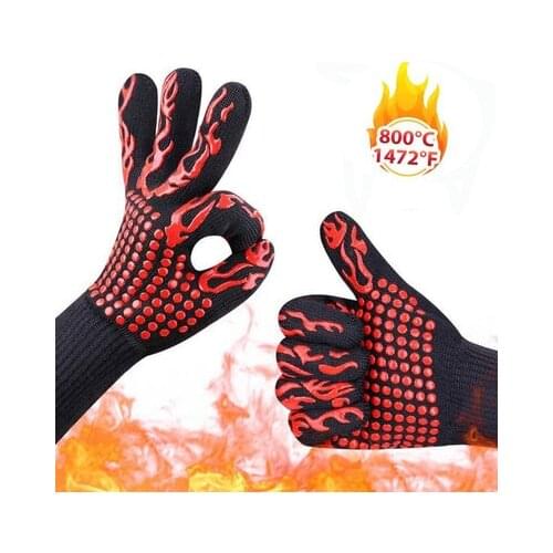 1 Pair Bakewere Oven Mitts Gloves BBQ Silicon Gloves High Temperature Anti-scalding 500/800 Degree Insulation Barbecue Microwave