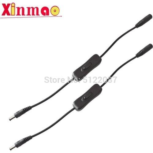 1pcs 5.5*2.1mm DC Power Plug Connector Switch on/off Black LED Strip Wire Switch Cable For SMD 5050 3528 Single Color Strip