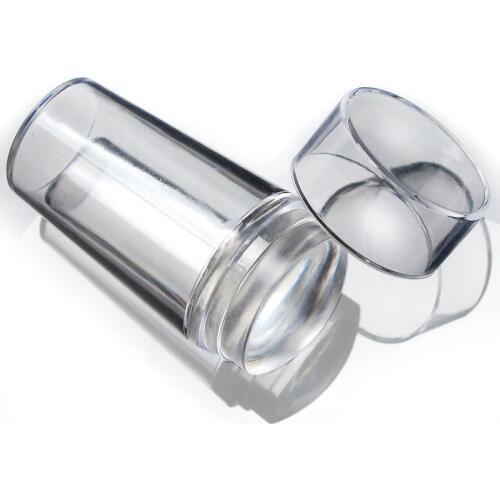10Set Clear Jelly Nail Art Stamper Transparent Lidded Seal Handle Clear Silicone Nail Stamper & Scraper Stamp Tools