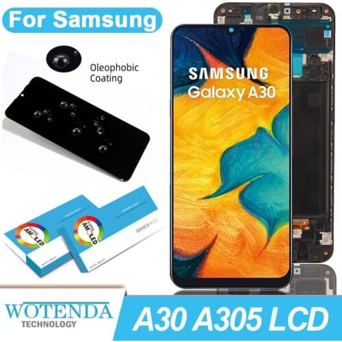 100% Original 6.4'' AMOLED Display for Samsung Galaxy A30 A305 SM-A305F Full LCD Touch Screen Digitizer Assembly Repair Parts