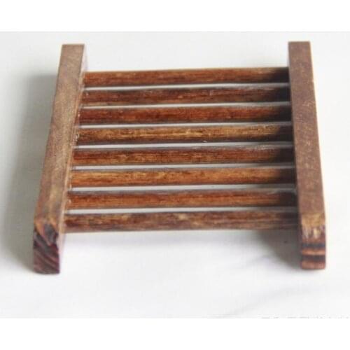 100pcs Dark Wood Soap Dish Bathroom Wooden Soap Tray Holder Plate Box Container Storage Soap Rack Wholesale#4701