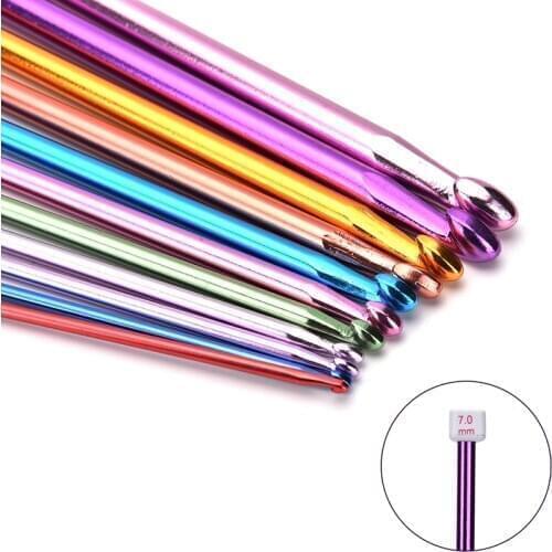 11pcs 10.6" multicolour Aluminum Crochet Multiple Colour Knitting Hook Needles 2- 8mm for Braiding Crochet Sewing Tools