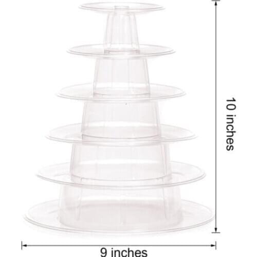 1x6 Tiers Round Clear Macaron Macaroons Tower Pyramid Stand Rack Weddings New