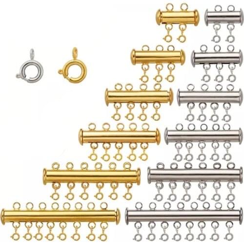 2pcs 2/3/4/5/6/7 Strands Hole Stainless Steel Slide Strong Magnetic Clasps Tubes Bracelet Necklace Breasted Lock Jewelry Finding