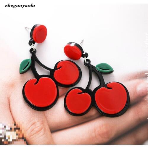 2018 New Personality Simple Wild Fashion Cute Fruit Cherry Earrings Multiple Style Earrings Boucles D'oreilles Pour Les Femmes