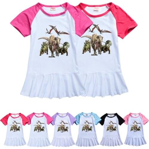 2021 Summer Cotton Baby Dress Dinosaur Fashion Girls Toddler Princess Dresses A-Line Children Soft Clothes Kids Clothing Dress