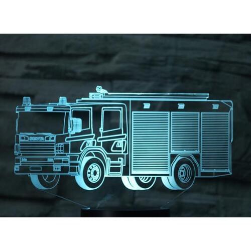 Gift Fire Truck 3D Night Lamp Touch 7 Colors LED USB 3D Night Lights Childrens Room Atmosphere lamp Toys Decoration Lights