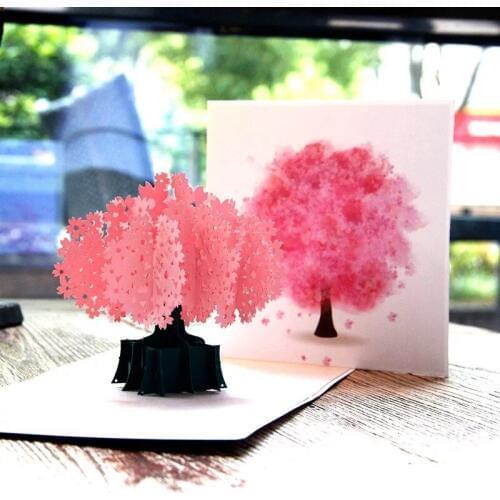 3D Pop-Up Cards Flowers Birthday Card Anniversary Gifts Postcard Unicorn Maple Cherry Tree Wedding Invitations Greeting Cards