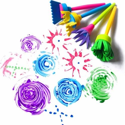 4pcs/set DIY Painting Tools Drawaing Toys Flower Stamp Sponge Brush Set Art Supplies For Kids