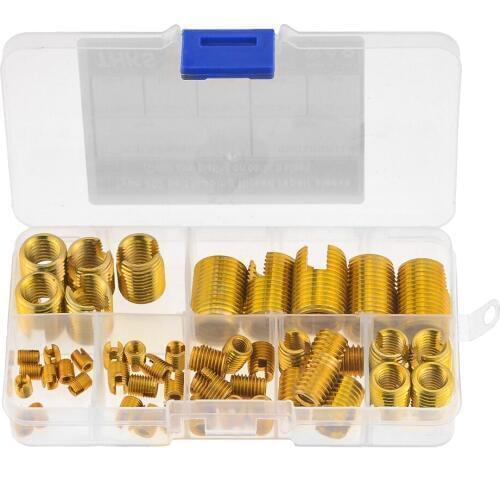 50PCS/Box M3-M12 M4 M5 M6 M8 M10 Carbon Steel Thread Repair Insert Self Tapping Thread Slotted Insert Combination Set Assortment