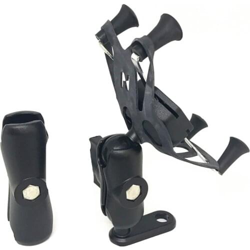 Aluminum Double Socket Arm L Type Motorcycle Base Holder Rearview Mirror Mobile phone Holder X-Grip for ram mounts for gopro