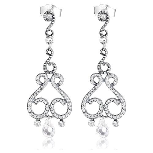 Authentic 925 Sterling Silver Swirling Chandeliers Drop Earrings for Women Wedding Ear ring Fine Jewelry Brincos Bijoux