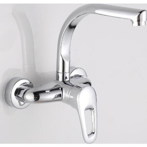 Free shipping Hot selling wall mounted dual hole kitchen sink faucet with single handle brass kitchen sink faucets