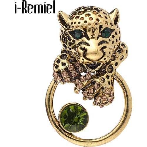 Retro European Court Antique Brooch Oil Dripping Enamel Pins Leopard Animal Brooch Coat Suit Lapel Pin Cardigan Clip Metal Badge