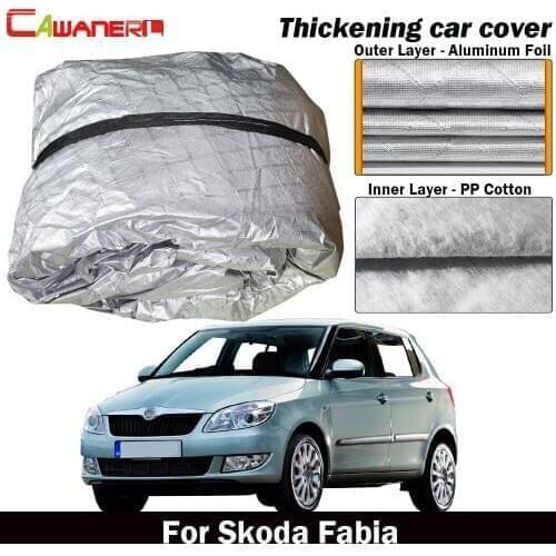 Cawanerl Thick Car Cover Waterproof Cotton Inside Sun Shade Rain Hail Snow Protect Cover For Skoda Rapid Sedan Hatchback