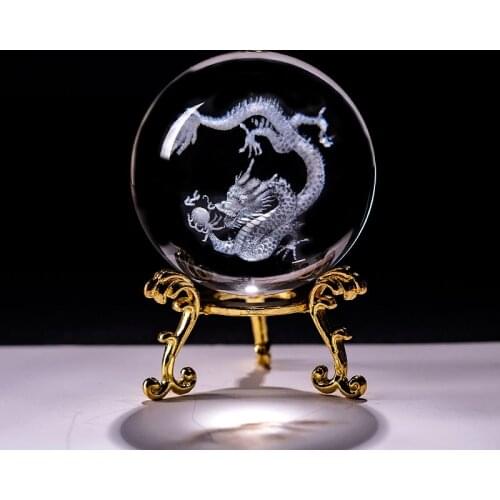 Dropshipping Crystal Ball 3D Laser Engrave Specimens Feng Shui Glass Sphere Globe Wedding Craft Home Decoration Ornament Gift