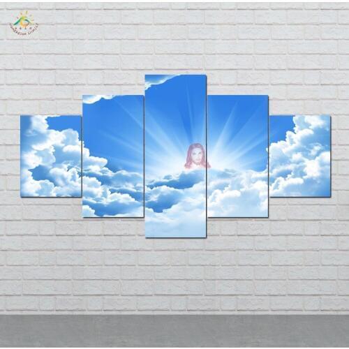 Jesus In Sky Wall Art HD Prints Canvas Art Painting Modular Picture And Poster Canvas Painting Decoration Home 5 PIECES