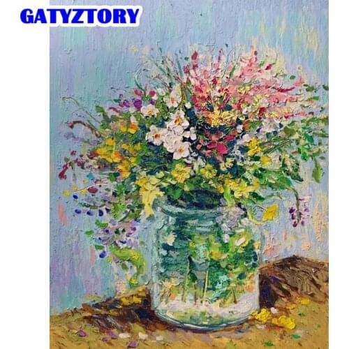 GATYZTORY Frame Oil Painting Flowers For Adult Drawing On Canvas Handpainted Art Gift Diy Coloring By Number40x50cm Kits Home De