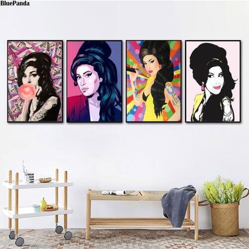 Beauty Woman Amy Winehouse Music Singer Star Poster Painting On Canvas Bedroom Wall Art Decoration Pictures Home Decor