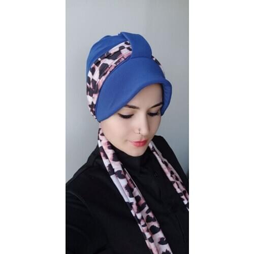 Leopard Horsehair Bathing Cap Blue